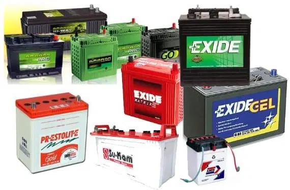 many old batteries image and their company is exide, su-kam etc